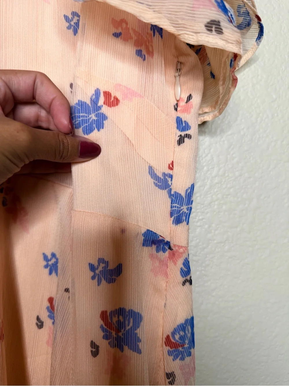 The Nines x Hatch Maternity Peach Floral Flutter Sleeve Midi Dress Bump Friendly